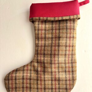 Calcetin navideño cuadro Inglés Granate