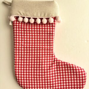 Calcetin navideño Vichy Rojo